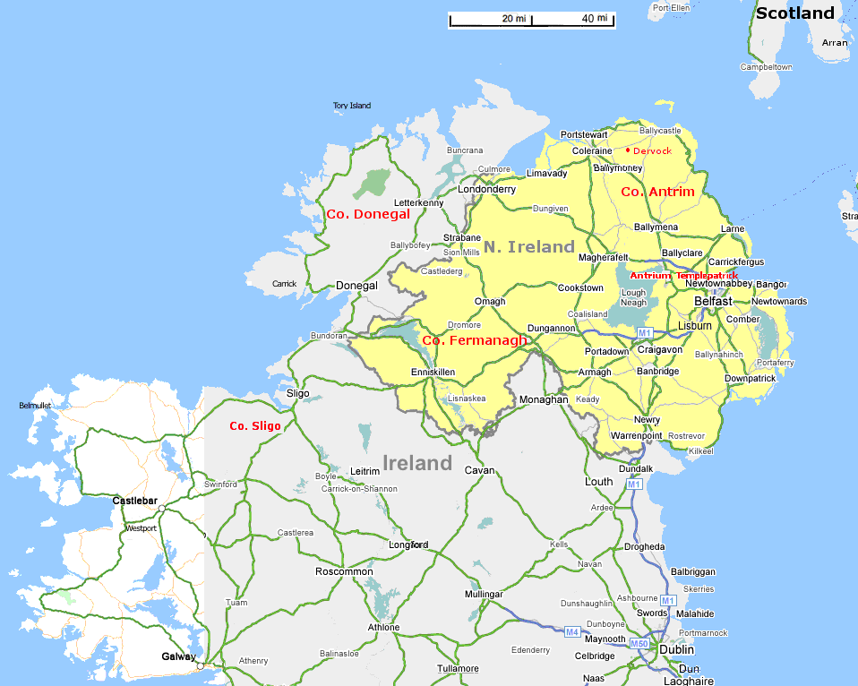 Northern Ireland, Ulster, Sligo, Donegal, Antrim, Fermanagh